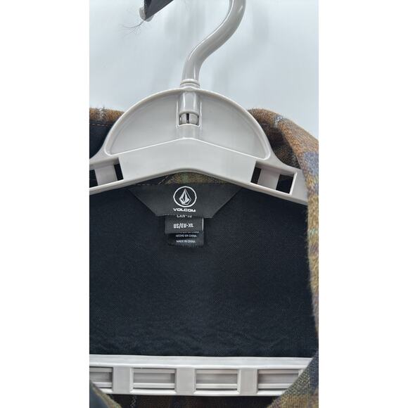 Volcom Lumberg Long Sleeve Flannel Shirt Modern fit Gorpcore green plaid sz XL - Picture 3 of 9